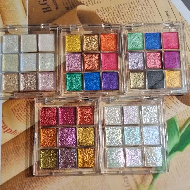 Watercolor Paint Set Solid Pigment - Pigmentos sólidos de uñas de 9
