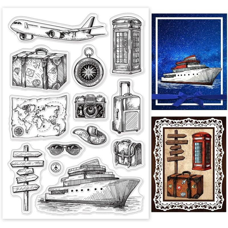 Clear Silicone Stamps For Card Making - Sello de silicona transparente para viaje,