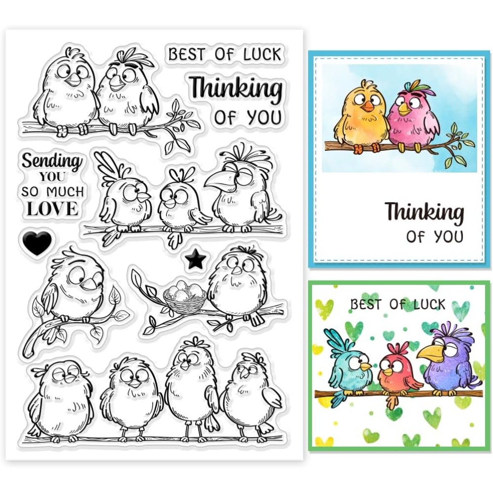 Clear Silicone Stamps For Card Making - Sellos transparentes de ramas de pájaros
