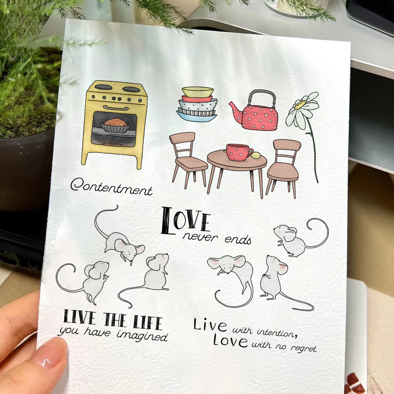 Suncraft Little Mouse & Kitche - Clear Silicone Stamps For Card Making reseña y precio