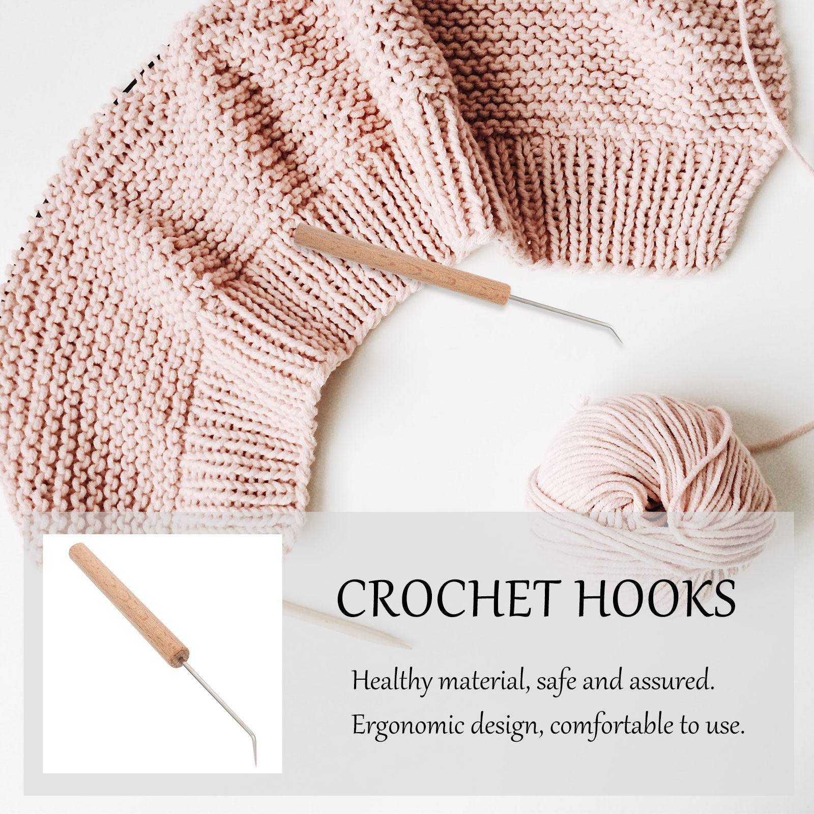 1 unidad de agujas de ganchill - Wooden Crochet Hooks Ergonomic Handle reseña y precio