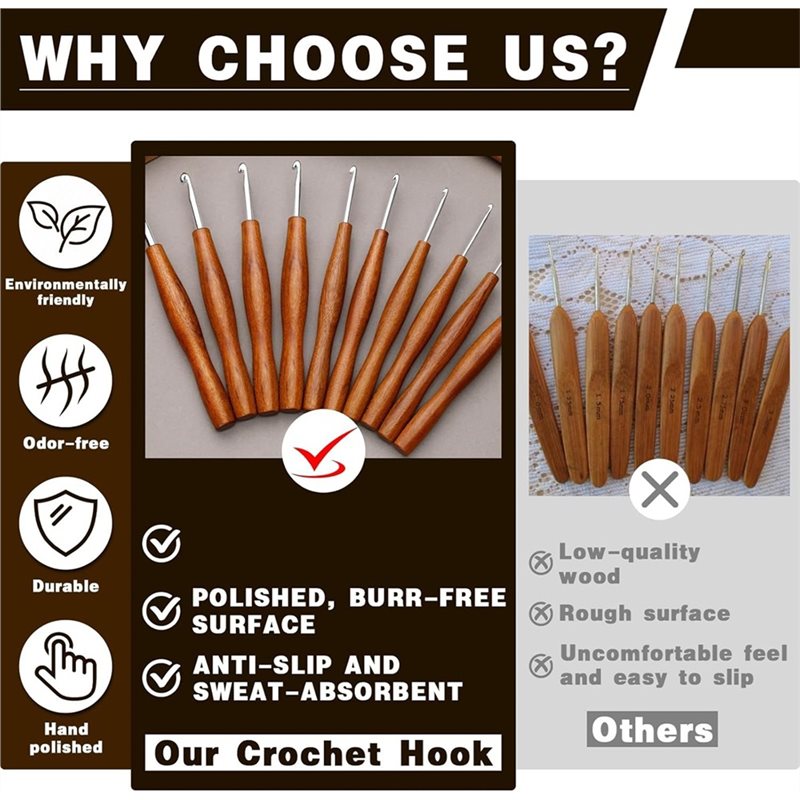 AS94-5: juego de 5 agujas de g - Wooden Crochet Hooks Ergonomic Handle reseña y precio