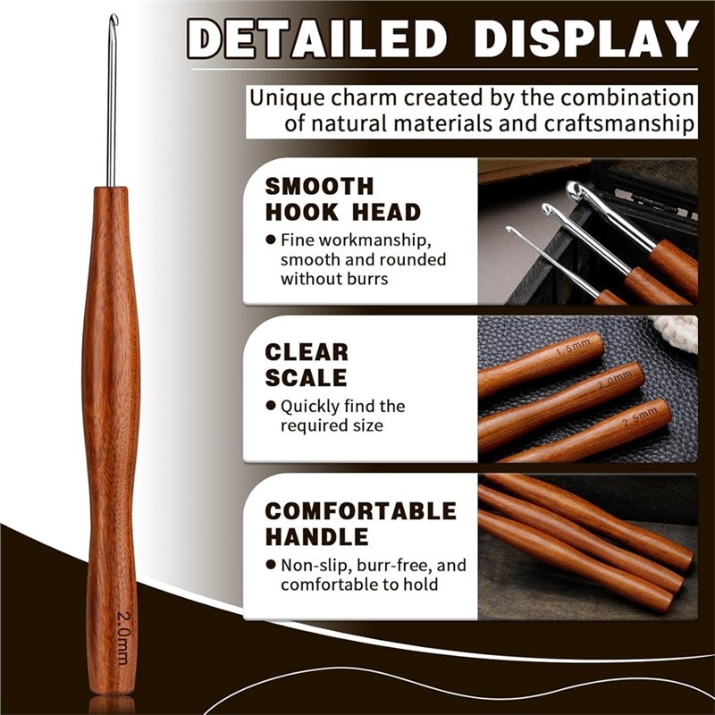 AS94-5: juego de 5 agujas de g - Wooden Crochet Hooks Ergonomic Handle reseña y precio